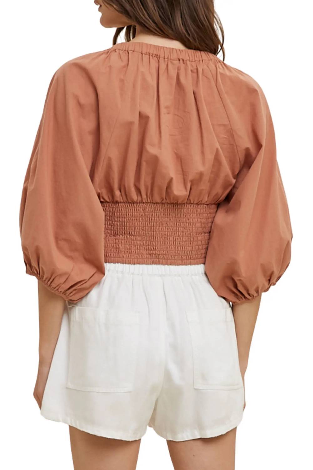 Wishlist - Feeling Ruched Cotton Crop Blouse