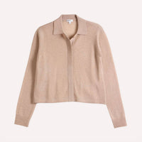 Minnie Rose Cashmere Collared Cardigan in brown sugar - women's cardigan - view 5