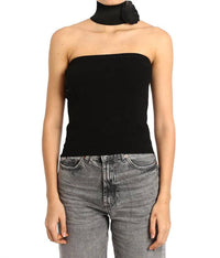 Minnie Rose - Strapless Top With Floral Appliqué