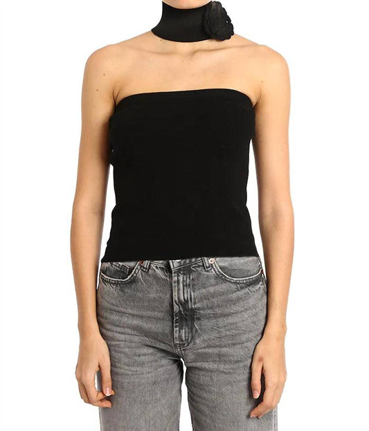 Minnie Rose - Strapless Top With Floral Appliqué