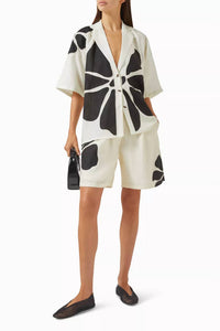 Cala de la Cruz Sydney Short Sleeve Top in ivory marfil - women's shirt