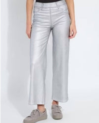 Lysse Metallic Coated Wide Leg Denim Pants in silver - women's jeans