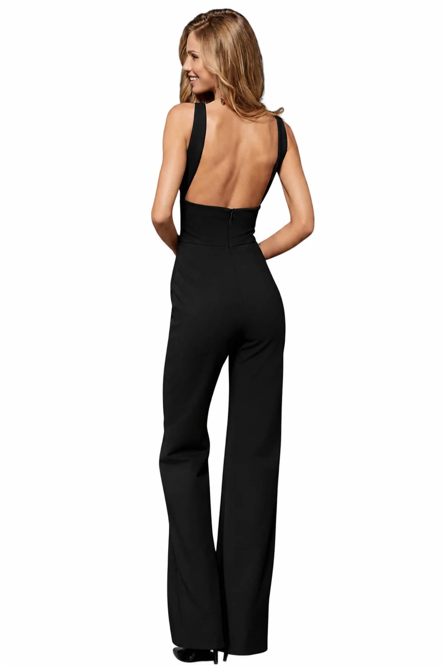 Sherri Hill - Criss Cross Open Back Scuba Jumpsuit