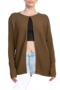 Lissy - Crew Neck Open Front Knit Cardigan