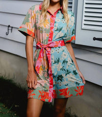 BRITON COURT Elena Mini Dress in colorblock floral - women's dress