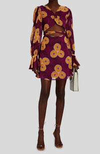 Autumn Adeigbo - Amelie Printed Cut-out Mini A-line Dress