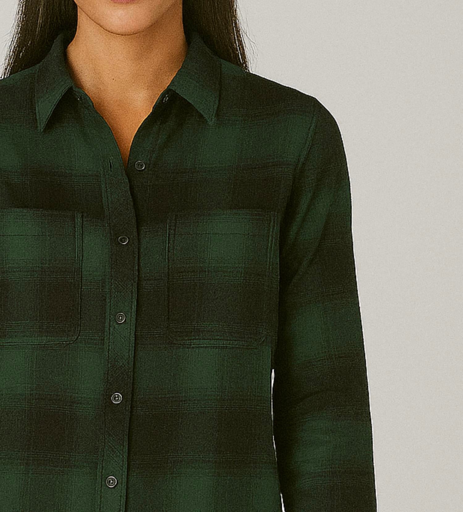 Beachlunchlounge Elly Long Sleeve Top in deep evergreen - women's shirt - alternate view