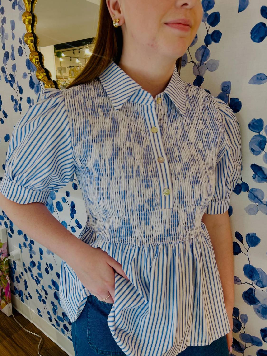Jodifl - Striped Smocked Top
