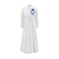 La'/Simona - Women’s Layered Embroidered Cotton Midi Dress