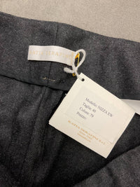 Katia Serafini - CHARCOAL FLAT FRONT SIDE ZIP WOOL PANT