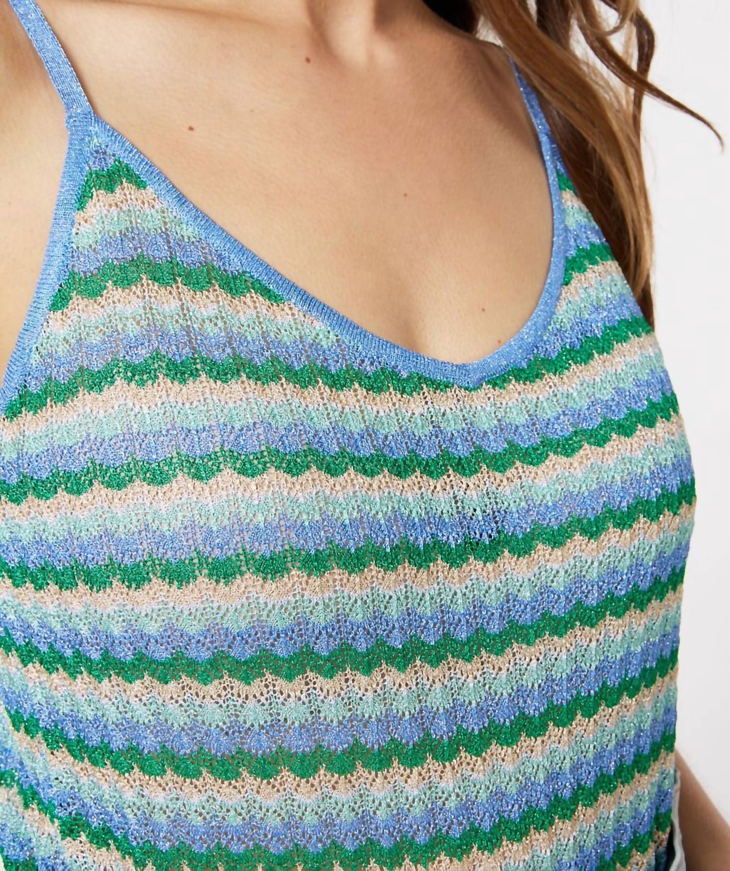 Esqualo - Laleh Lurex Sparkle Zigzag Camisole
