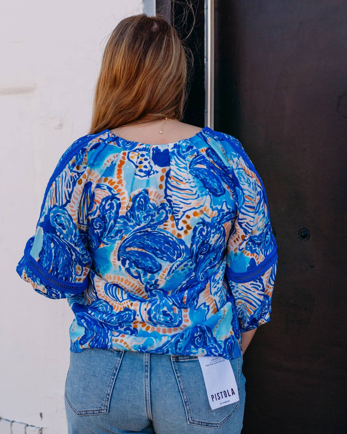 Jade - Contrast Trim Peasant Top