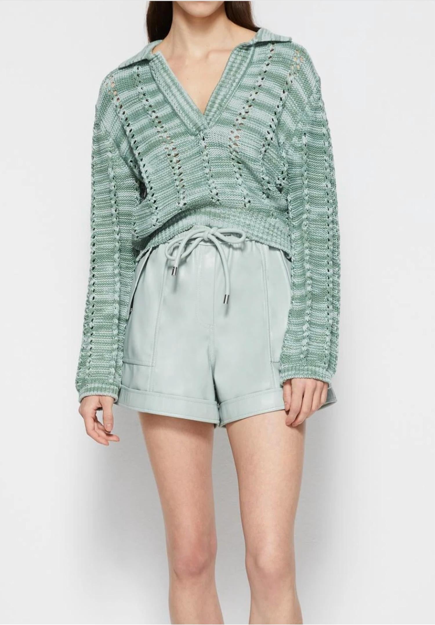 SIMKHAI Doah Vegan Leather Shorts in lichen - women's shorts