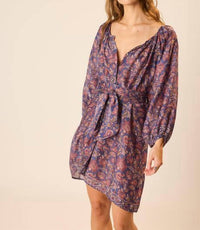 natalie martin Alex Short Dress With Sash in artichoke mariner - women's dress - alternate view