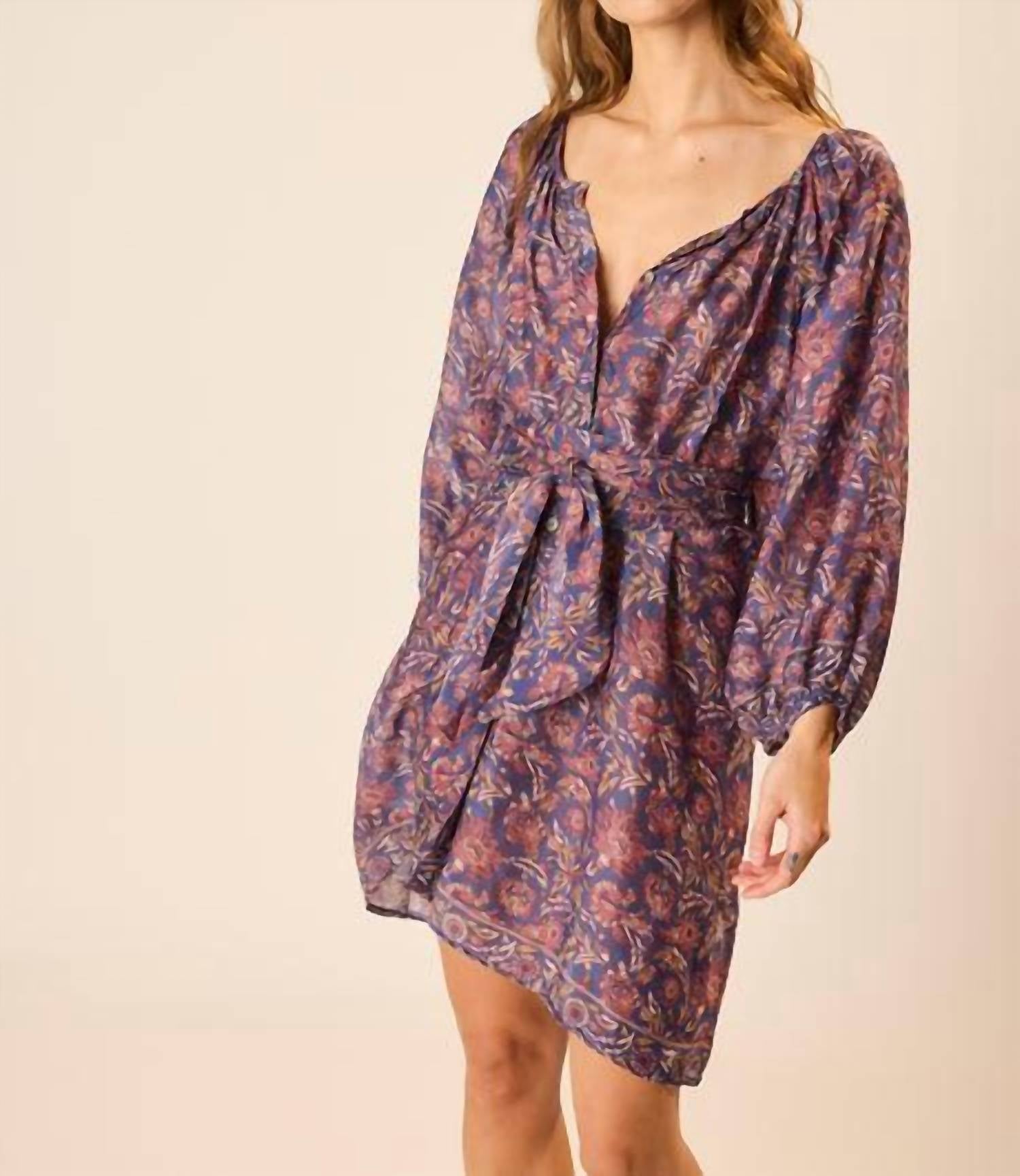 natalie martin Alex Short Dress With Sash in artichoke mariner - women's dress - alternate view