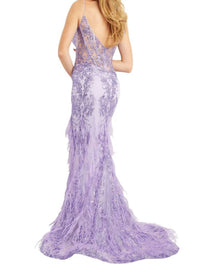 Jovani - Embellished Plunging Sweetheart Neck Mermaid Dress