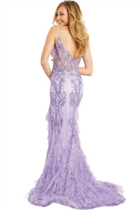 Jovani - Embellished Plunging Sweetheart Neck Mermaid Dress