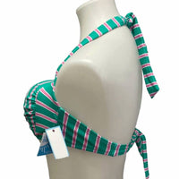 Draper James - Women's Striped Neck Back Tie Halter Swim Top