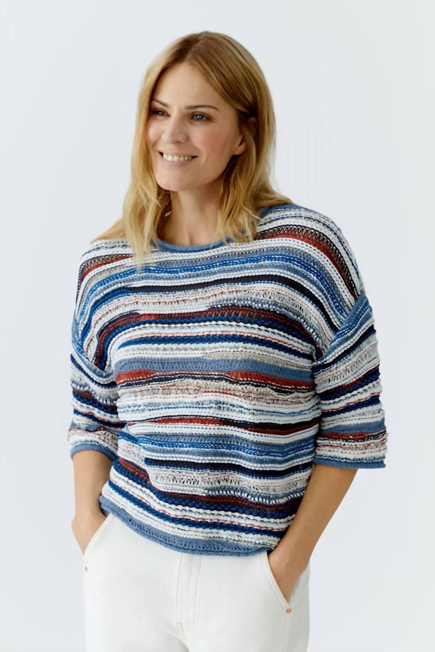 Oui - Yarn Mix Stripes Pullover