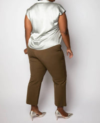 Vince - Cap Sleeve Slit Neck Blouse - Plus