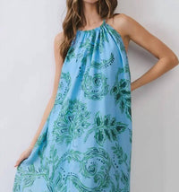 Tcec - Floral High Neck Flowy Maxi Dress