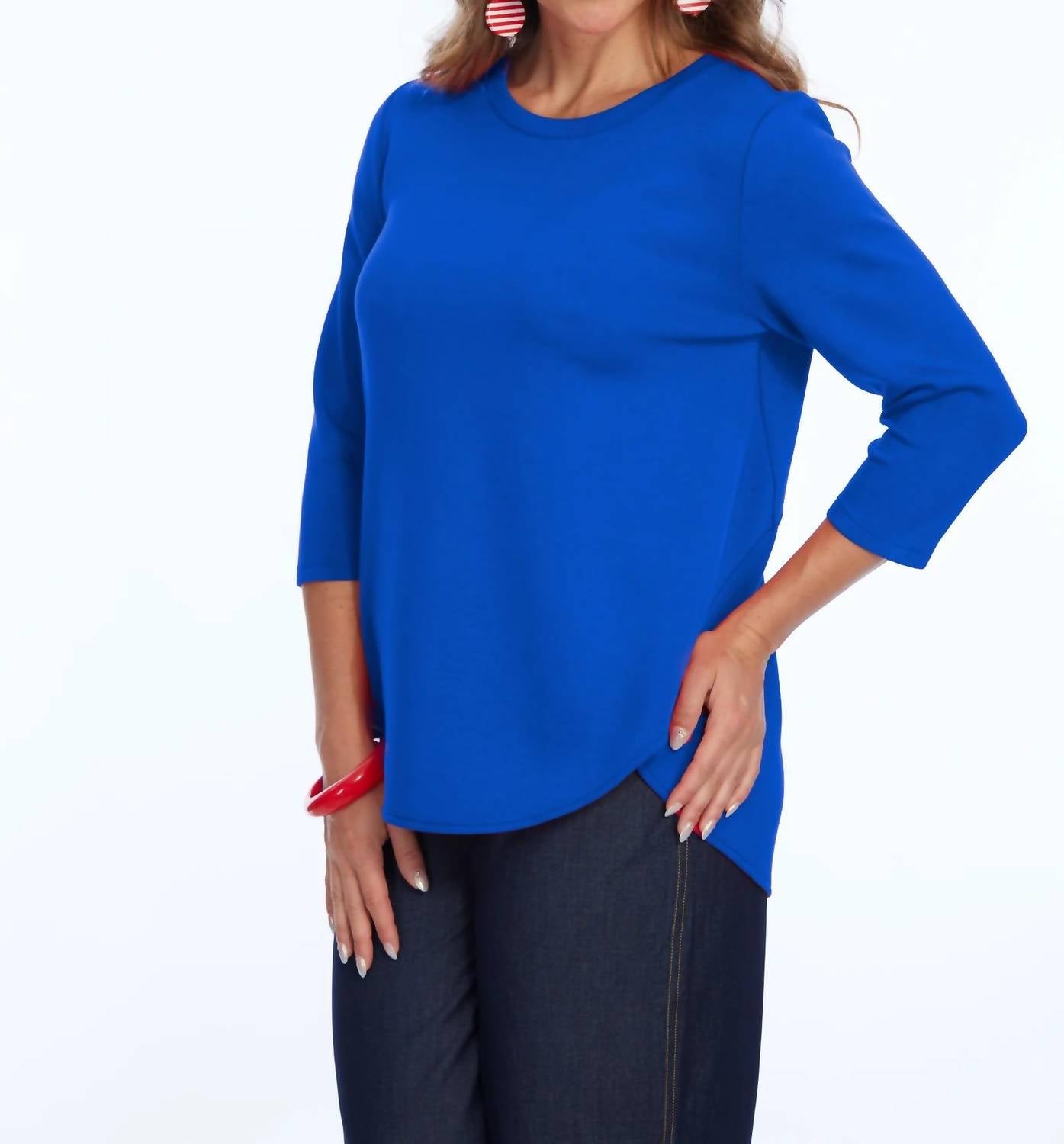 LIOR Zofi Round Neck Top in bright blue - women's t-shirt