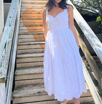 NIBI MTK Louisa Eyelet Midi Dress in white - women's dress - view 9