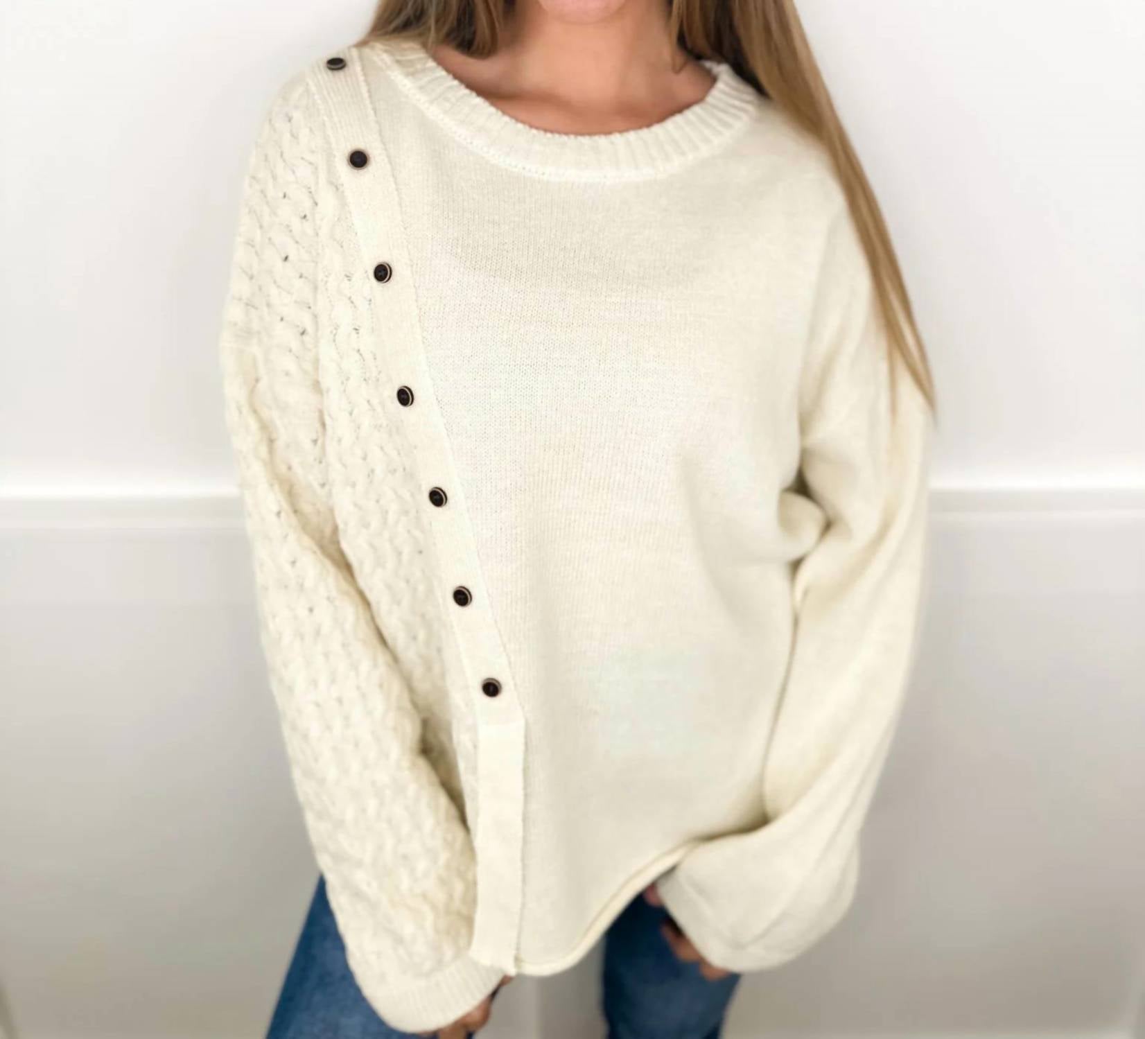 Mello - Details Are Everything Cotton Blend Long Sleeve Sweater