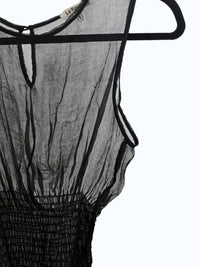 La Rando Women's Waist Rouching Sheer Tank in black - women's tank top - detail view