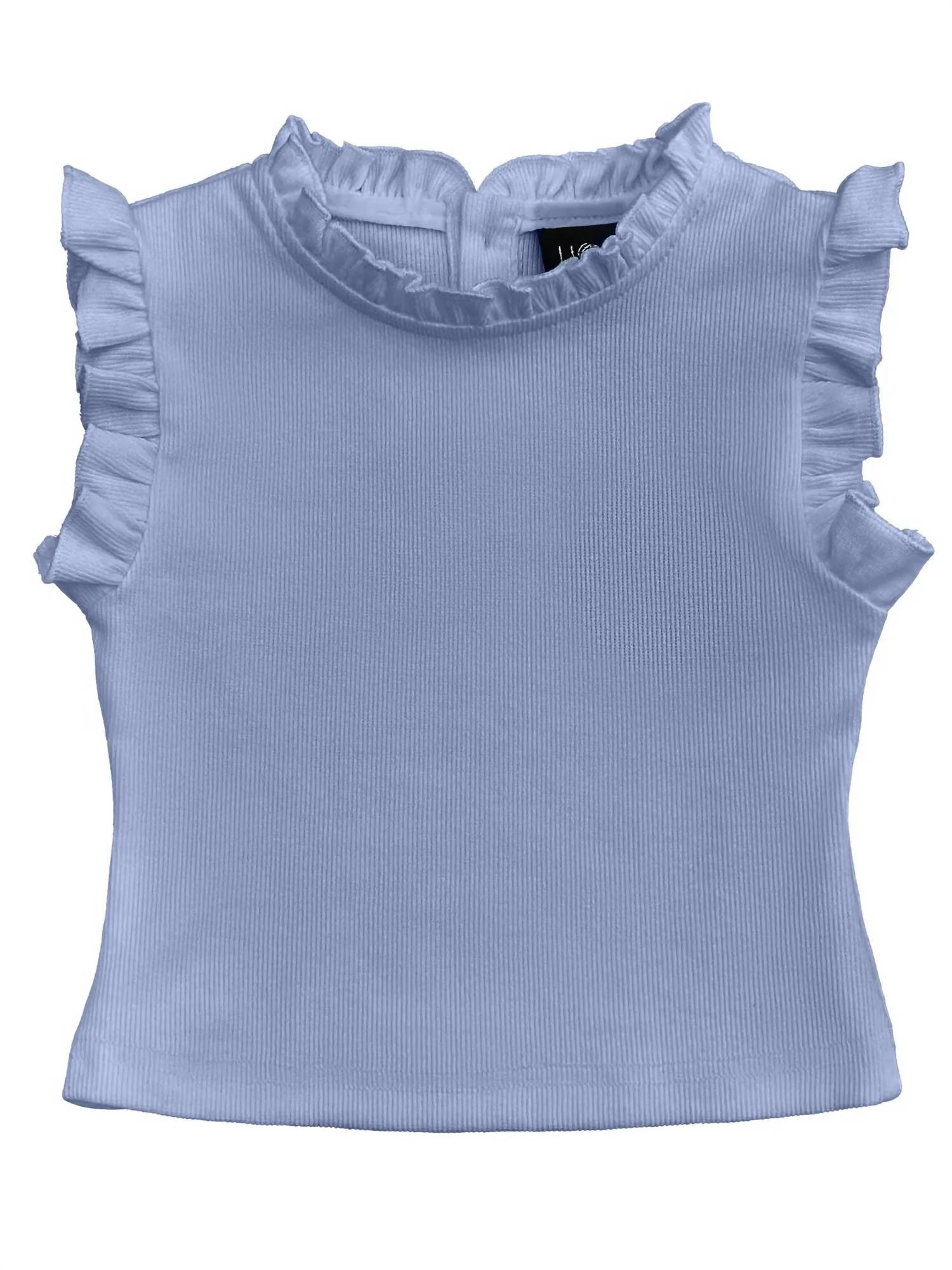 Little Olin - Girls Tween Ruffle Sleeve Ribbed Tank Top