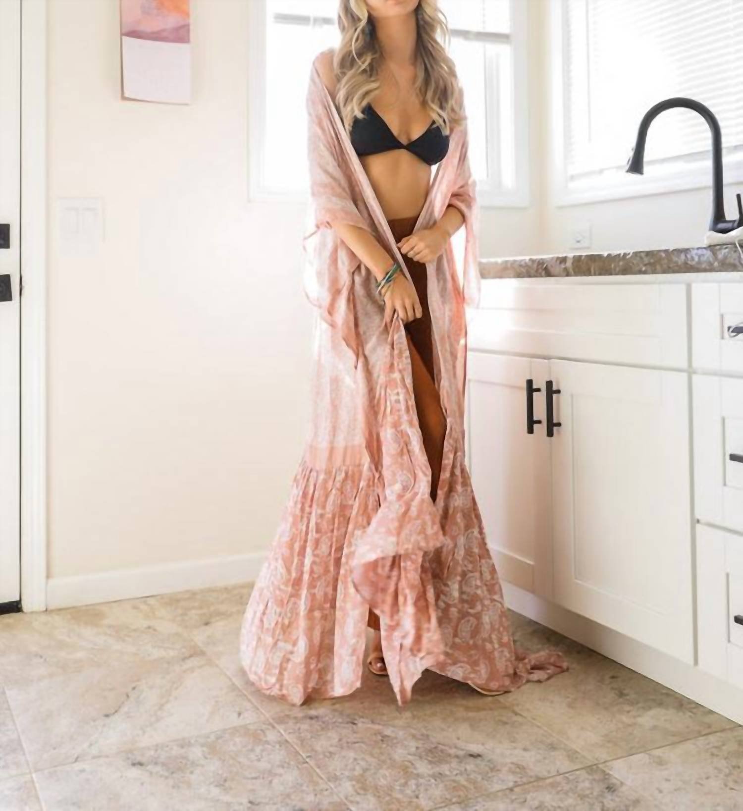 Leto - Long Paisley Flowy Kimono