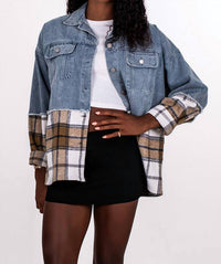 Klesis - Plaid Bottom Denim Jacket
