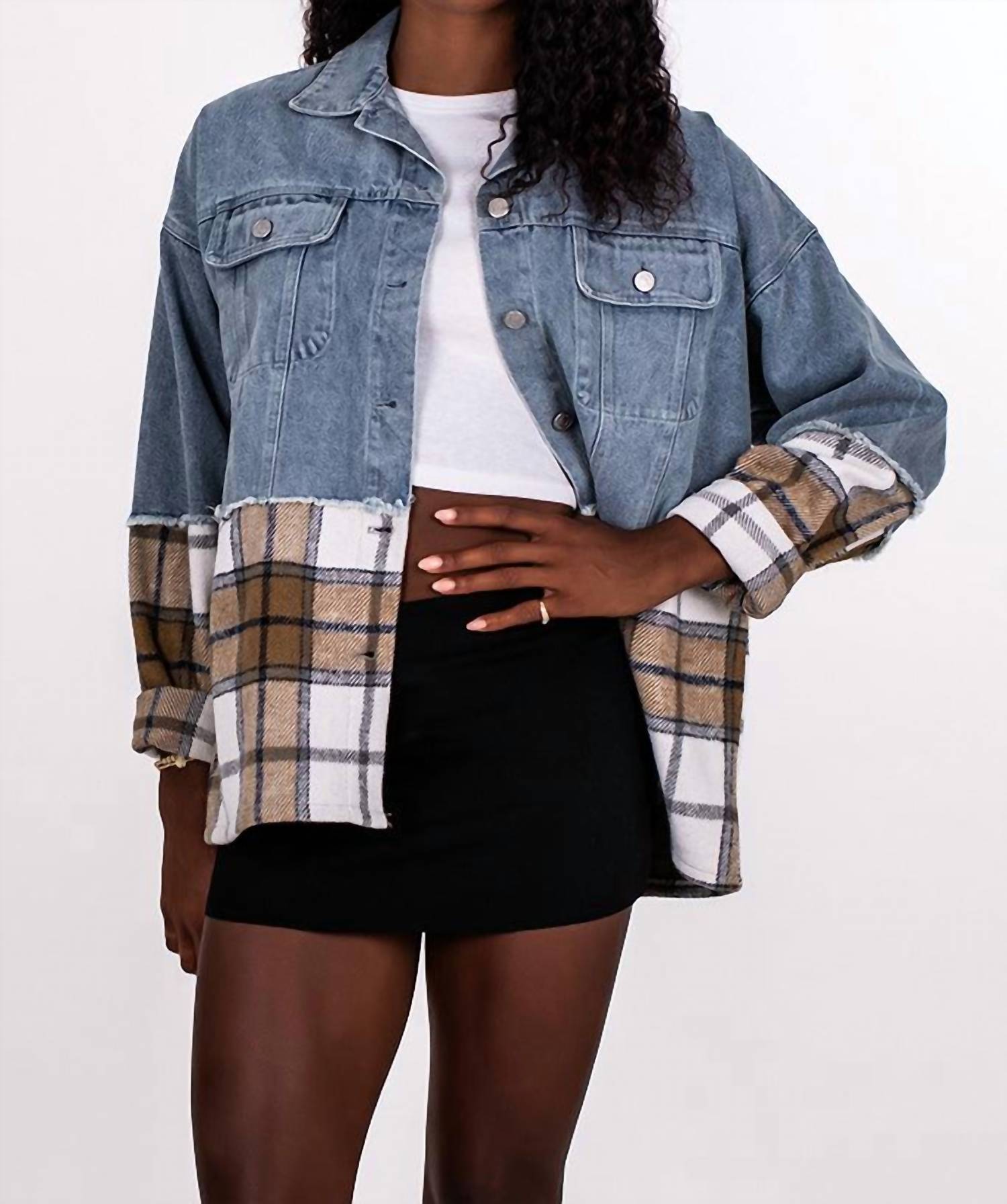 Klesis - Plaid Bottom Denim Jacket