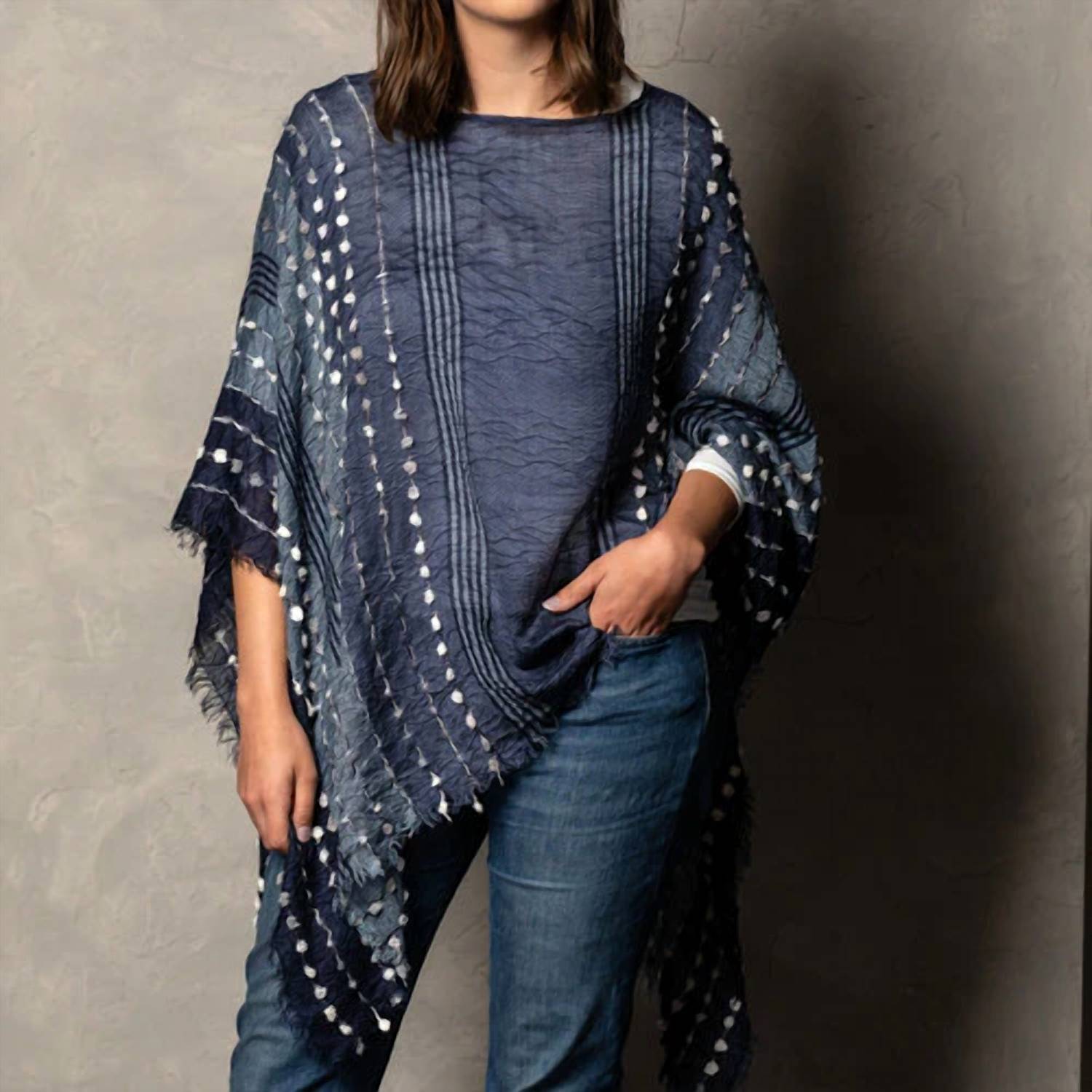 Demdaco - Stripe And Textured Poncho