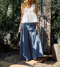 Mustard Seed - Floral Embroidered Linen Vest