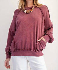 Easel - Cut Out Mineral Washed Pullover