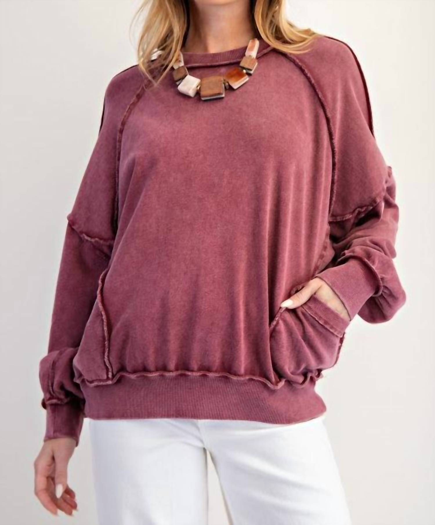 Easel - Cut Out Mineral Washed Pullover