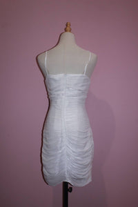 STORIA Women's Monochromatic And Sparkle Glitter Mini Dress in white - women's dress - detail view