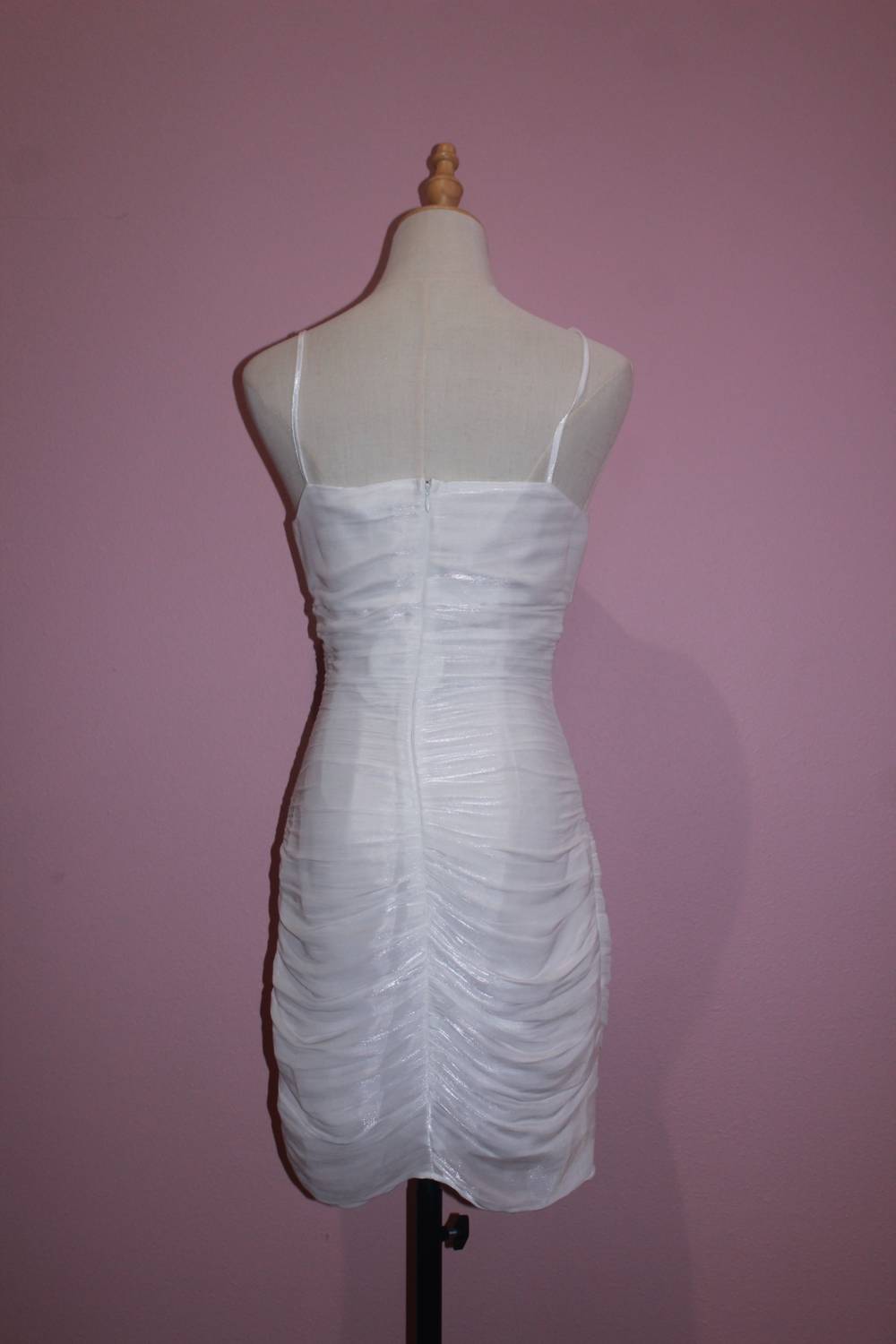 STORIA Women's Monochromatic And Sparkle Glitter Mini Dress in white - women's dress - detail view