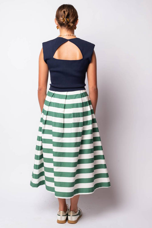 English Factory - Bold Stripe Midi Skirt