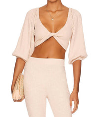 Pq Swim - Jemma Twist Front Crop Top And Flared Pants Set