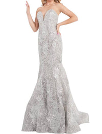 Jovani - Strapless Embellished Mermaid Prom Dress