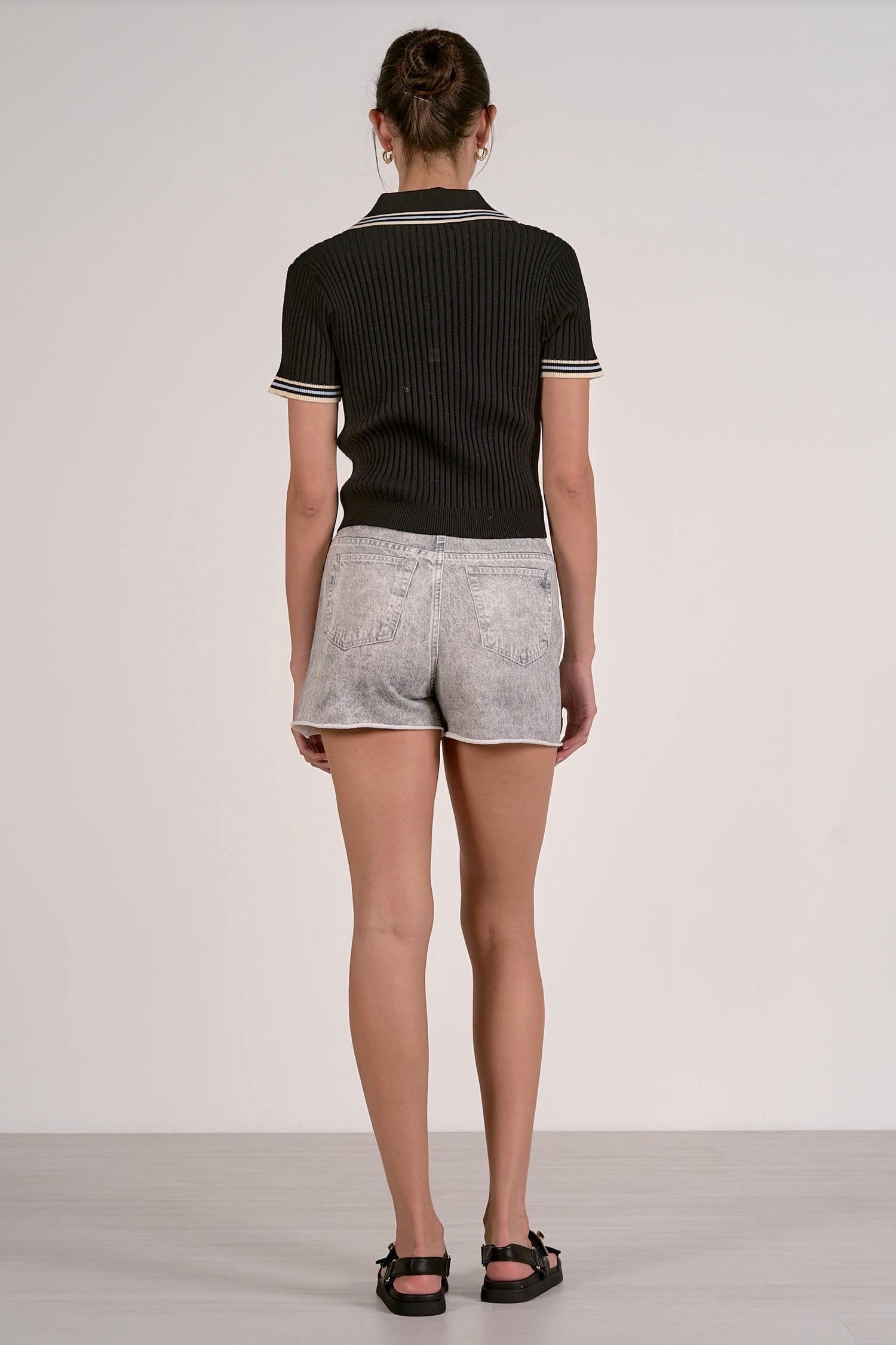 Elan - Women's Penny Knit Polo Top