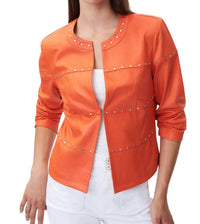 Joseph Ribkoff Suede Studded Jacket in orange - women's jacket