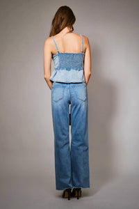 Blue B - Western Denim Buckle Peplum Tank