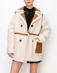 Ina Fashion - Faux Shearling Suede Double Breasted Jacket