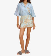 ALEMAIS Azar Raffia Skirt in blue - women's skirt
