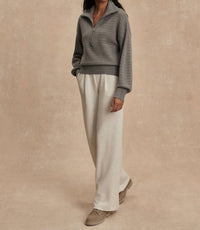 VARLEY Darla Half Zip Knit Sweater in silver filigree melange - women's sweater - view 5