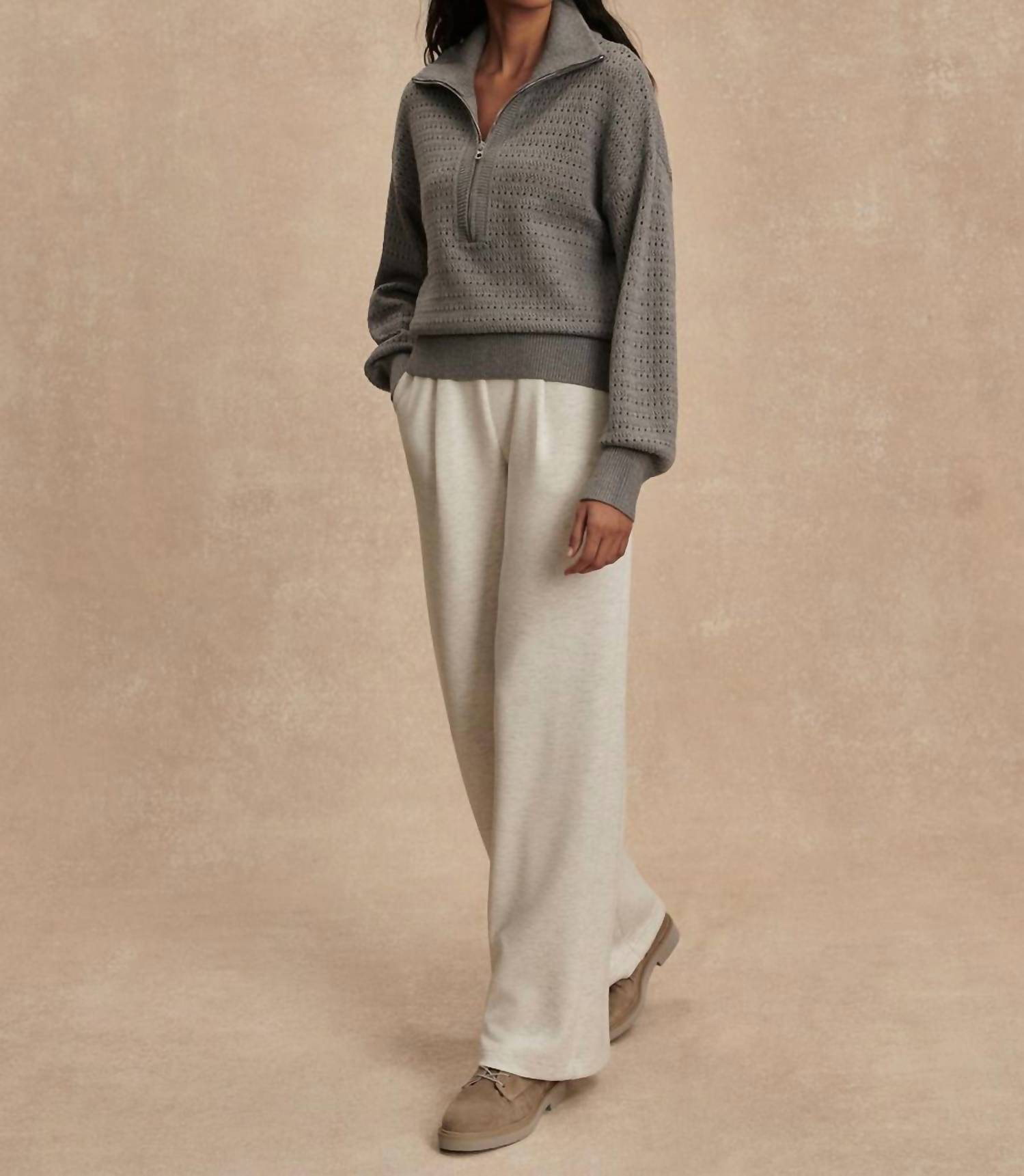 VARLEY Darla Half Zip Knit Sweater in silver filigree melange - women's sweater - view 5