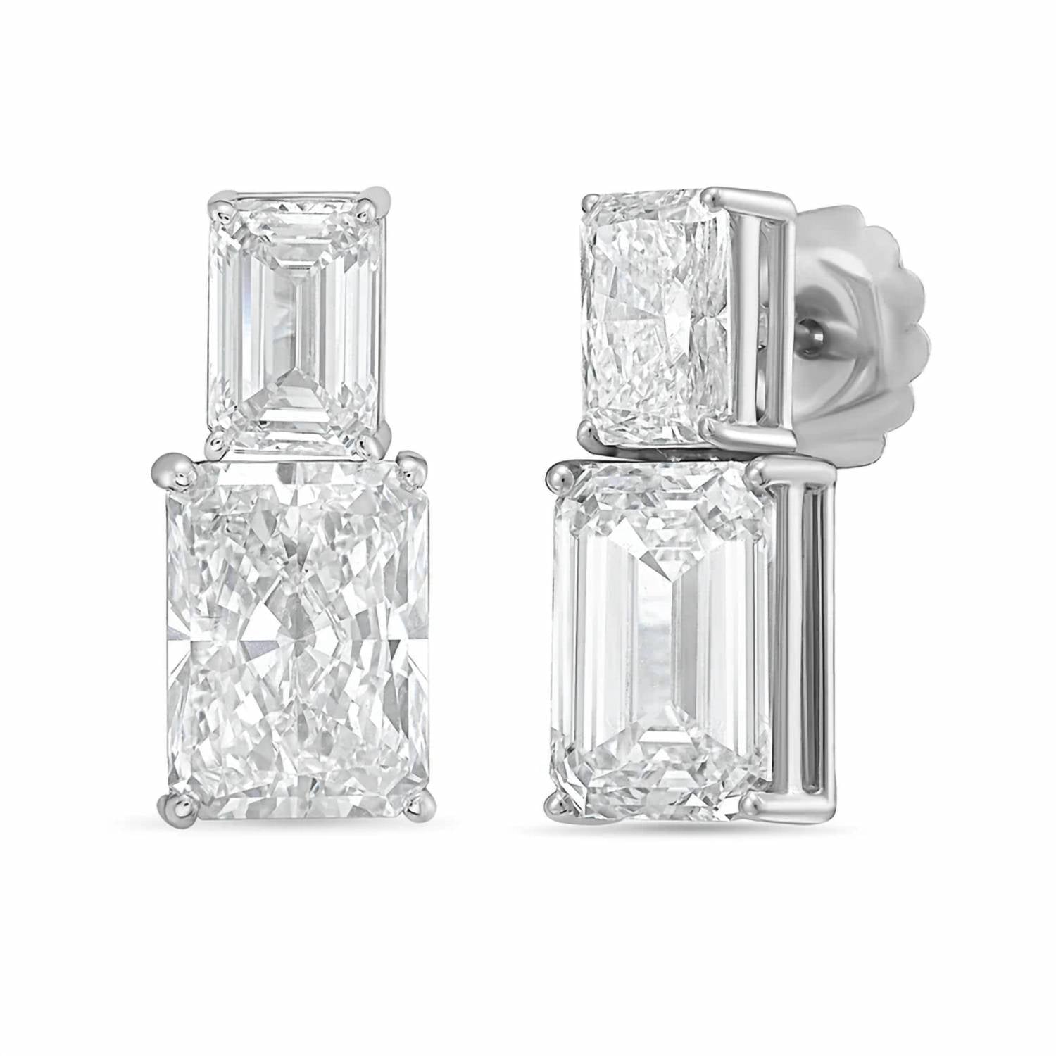 Diana M Jewels - Women's Emerald Lab-Grown Diamond Stud Earrings (15.00 Ct TCW) - Grand